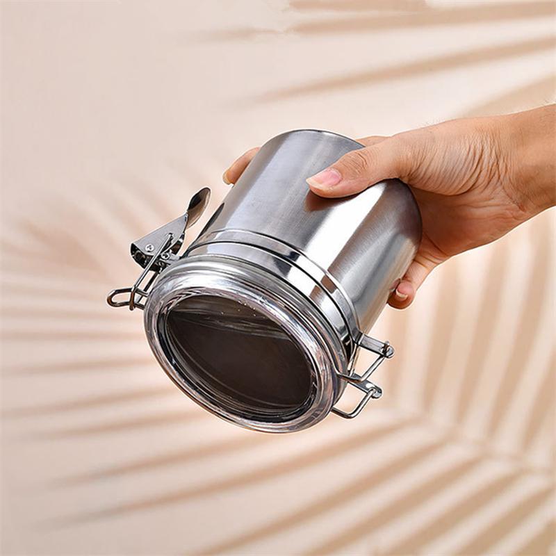 301-500ML Stainless Steel Sealed Tank Food Coffee Beans Snack Storage Cans Tea Leaf Container Organizer Kitchen Accessories