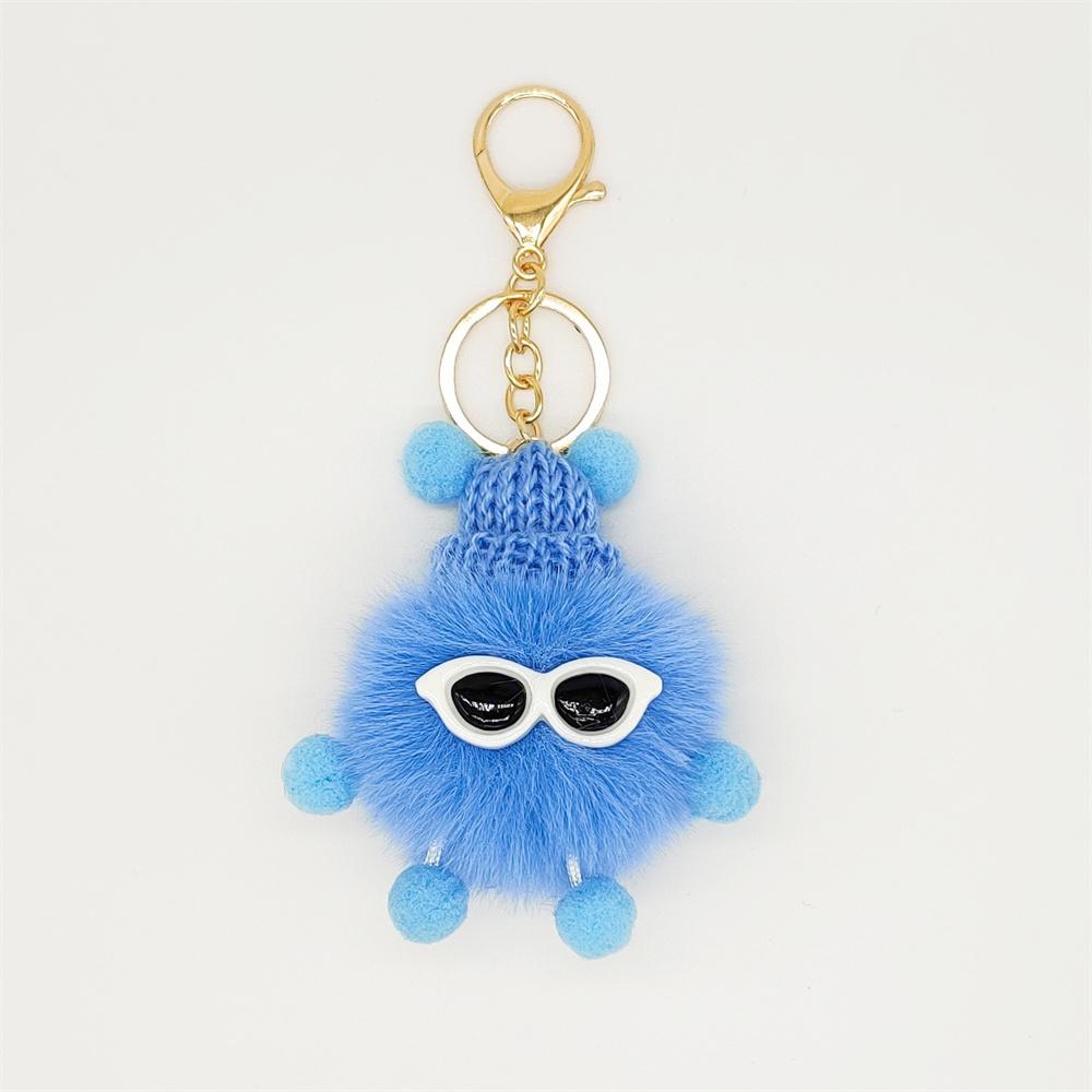 1pc Fashion Cute Mini Ice Cream Key Ring With Tassel Student Fluffy Pom Pom Velvet Plush Keychain For Girls Bag Decoration Gift