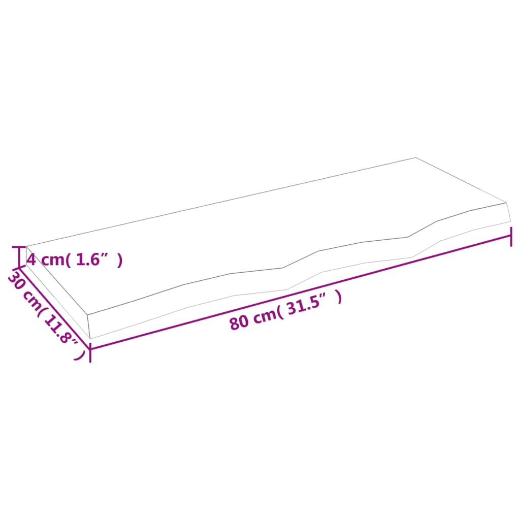 Vidaxl Blat Do Łazienki, Jasnobrązowy, 80X30X(2-4) Cm, Lite Drewno