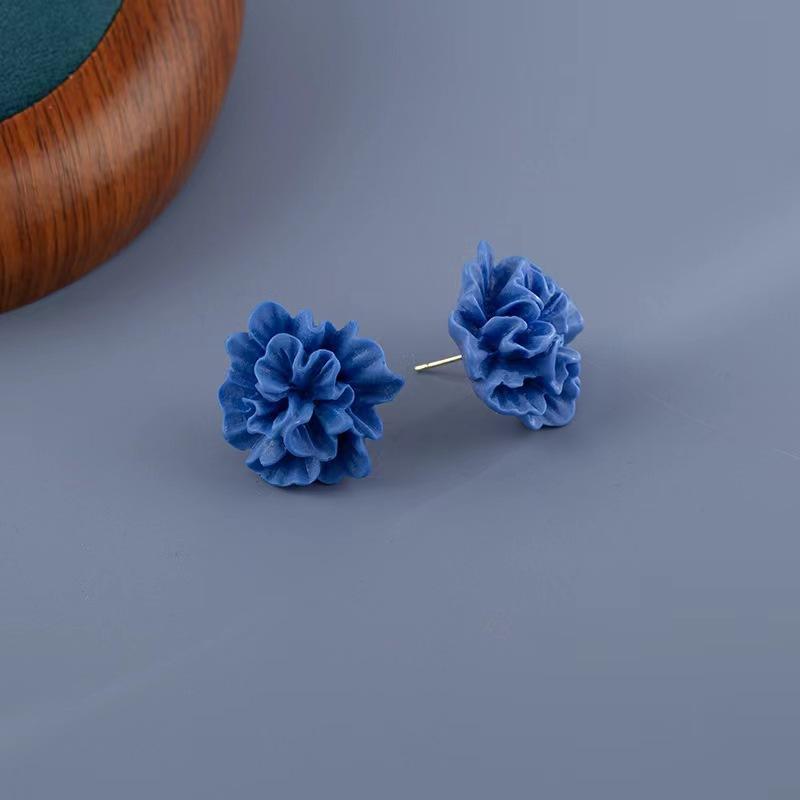 Синие серьги-гвоздики из смолы с цветами для женщин, ювелирные аксессуары, подарки на вечеринку