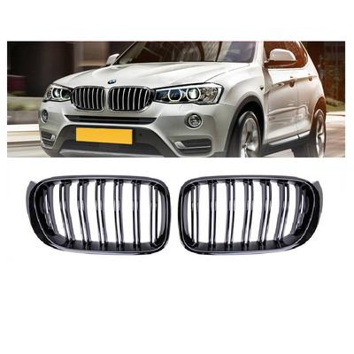 1 пара решетки радиатора переднего бампера для BMW X3 X4 F25 F26 2014-2017, спортивная решетка с двойной линией, глянцево-черная накладка