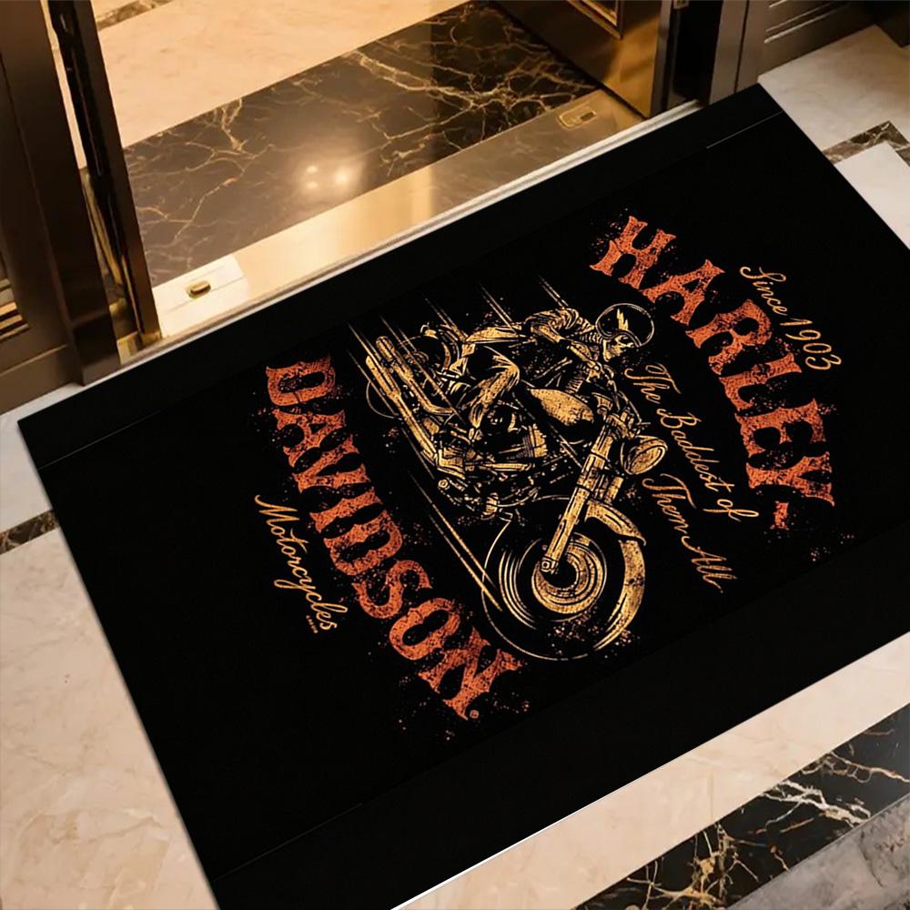 Harleydavidson Area Rug Perfect For Foyer Game Room Dormitory Entryway Antislip Carpet Office Home Decor Perfect Gift For Valentine'S Wedding Birthday