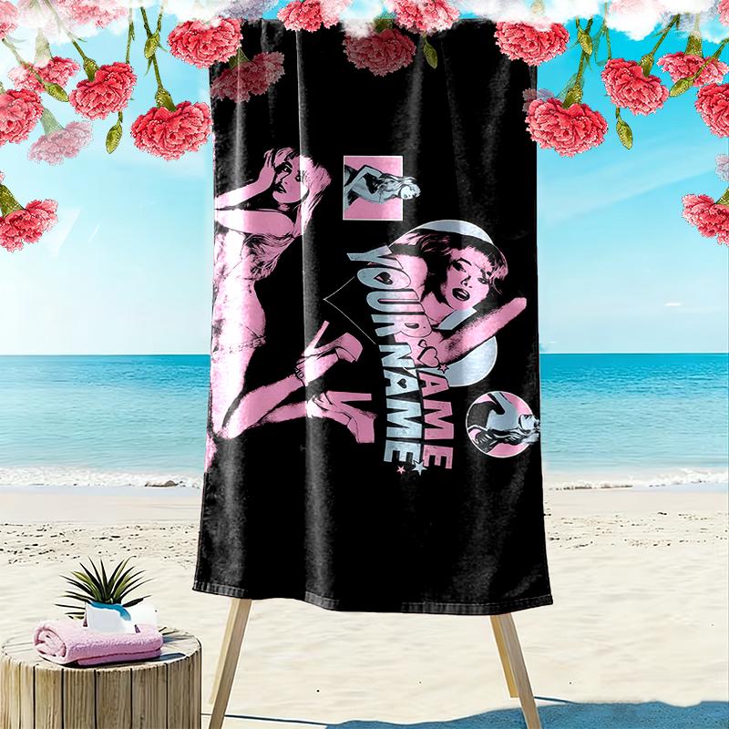 Custom Name,Sabrina Carpenter Print Beach Towel, Large Soft Quick Dry Towel for Beach Camping Swimming