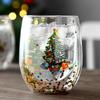 Christmas Double Wall Glass Cup Xmas Gift Star-tree Snowman Heat Resistant Household Milk Juice Beer Teacup Coffee Mug Drinkware