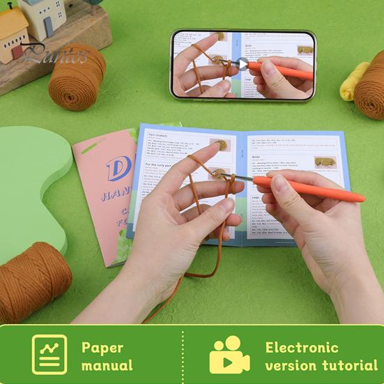 Полный набор для вязания крючком животных. Пошаговые инструкции по набору пряжи Easy-Spin для вязания крючком для начинающих. Крючок для вязания крючком Easy Yarn