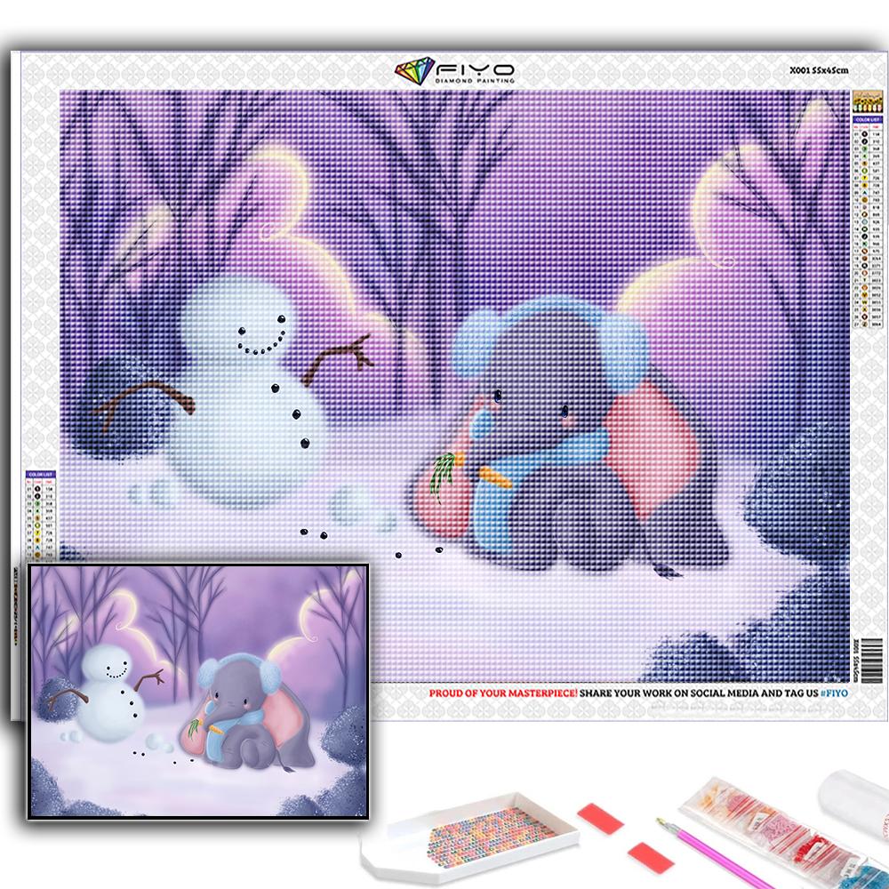 Алмазная картина Рождественская елка Санта-Снеговик Вышивка крестом Стразы Домашний декор