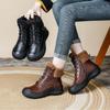 Fashionable Plush Warm Shoes Leather Soft Round Toe Women's Short Boots