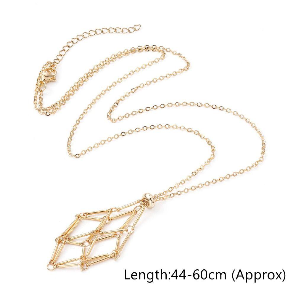 Медное кристаллическое сетчатое металлическое ожерелье серебряного цвета с каменным держателем, ожерелье для вечеринки