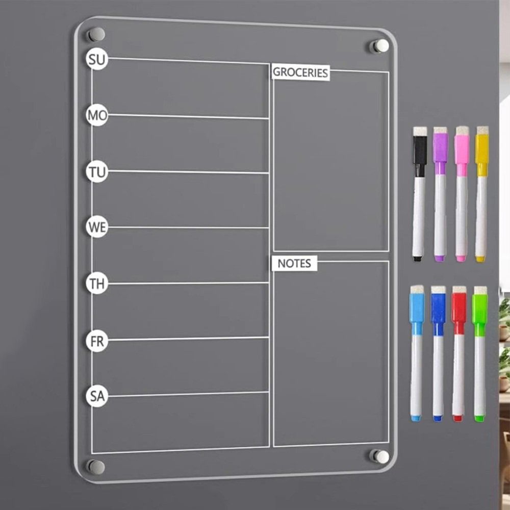 Transparent Magnetic Acrylic Weekly Planner Reusable Planning Note Board  School