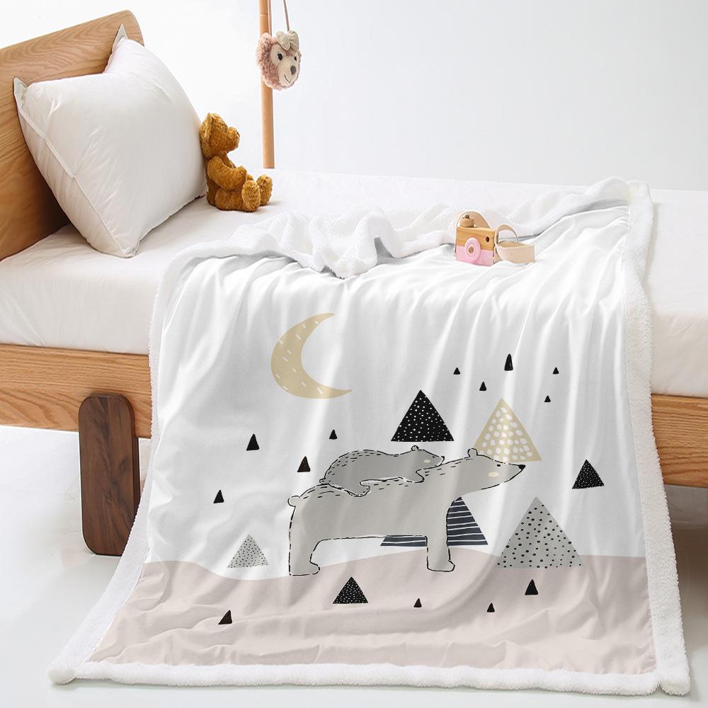 Cartoon Animal 2D Digital Printing Thickened Lamb Fleece Crystal Fleece Blanket
