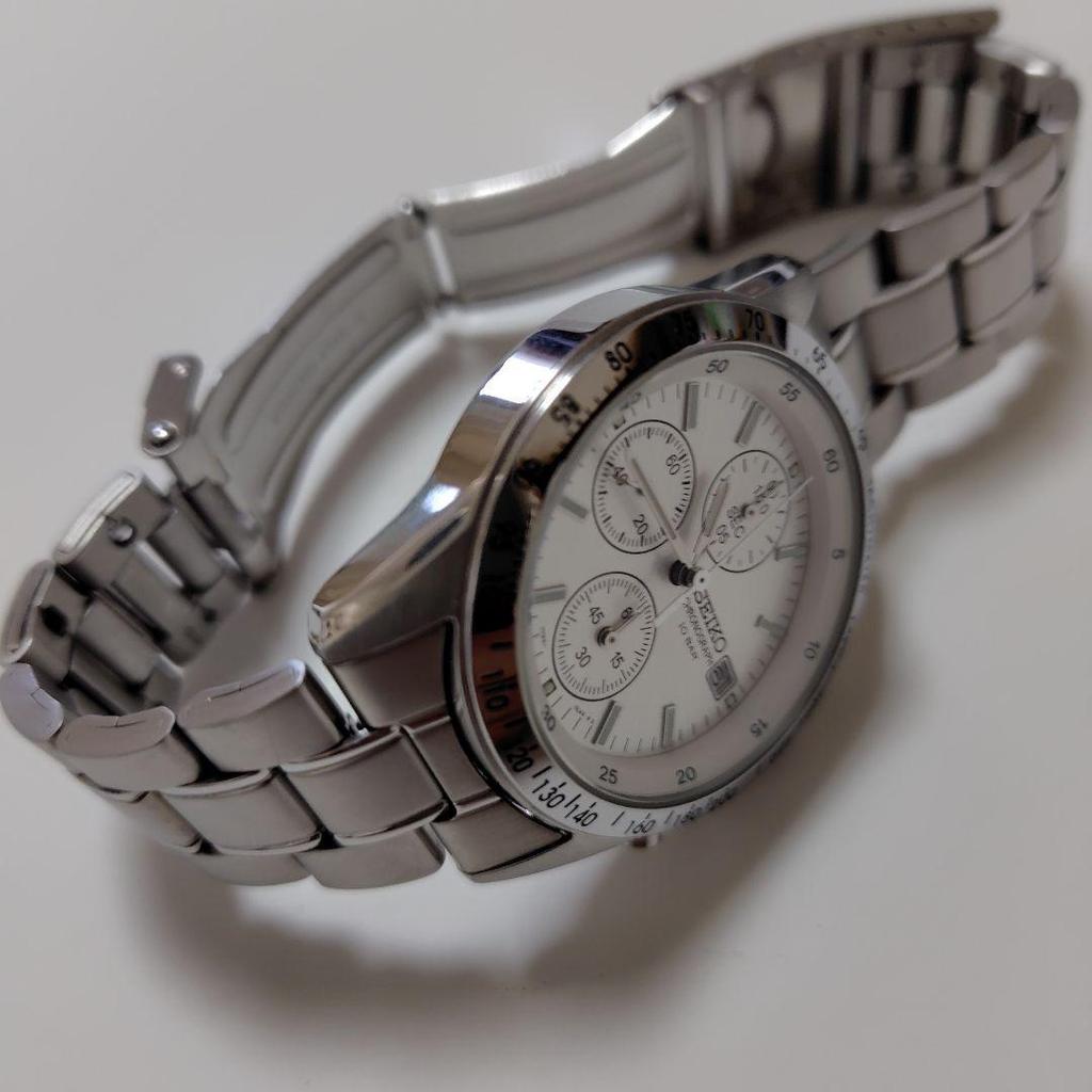 [USED] Reliable SEIKO White Chronograph, Popular Color, SBTQ039, Battery Replaced