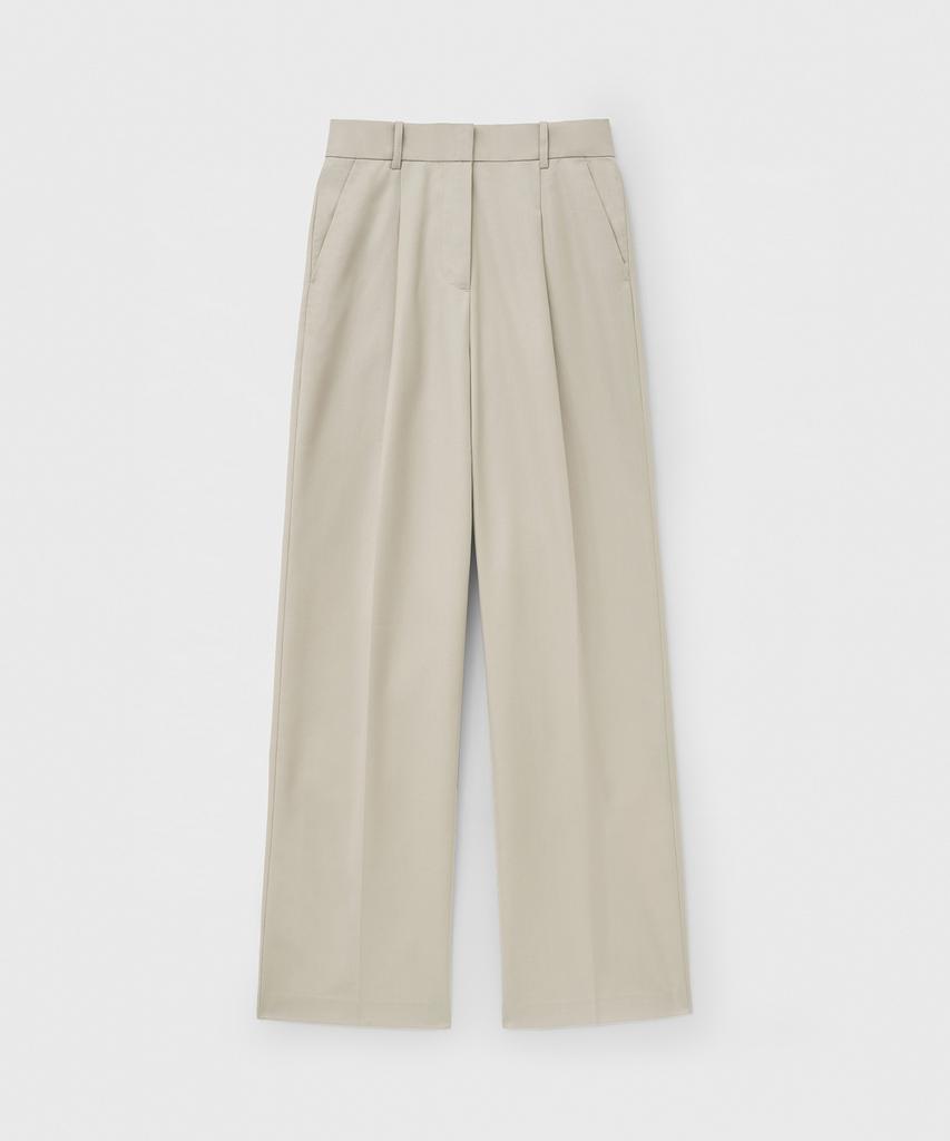 MONGDOL Однотонные широкие брюки со складками Бежевые Mdpt025Beige