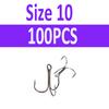 100pcs Multiple Size Treble Hooks Fishing Hook for Lures Size 12 10 8 6 4 2 1 1/0 2/0 3/0 4/0 5/0 Black Color [YG0001]