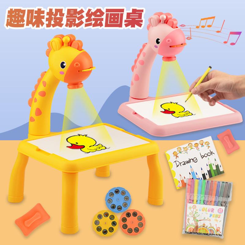 Children's Enlightenment Early Education Deer Projection Painting Table Set Music Baby Graffiti