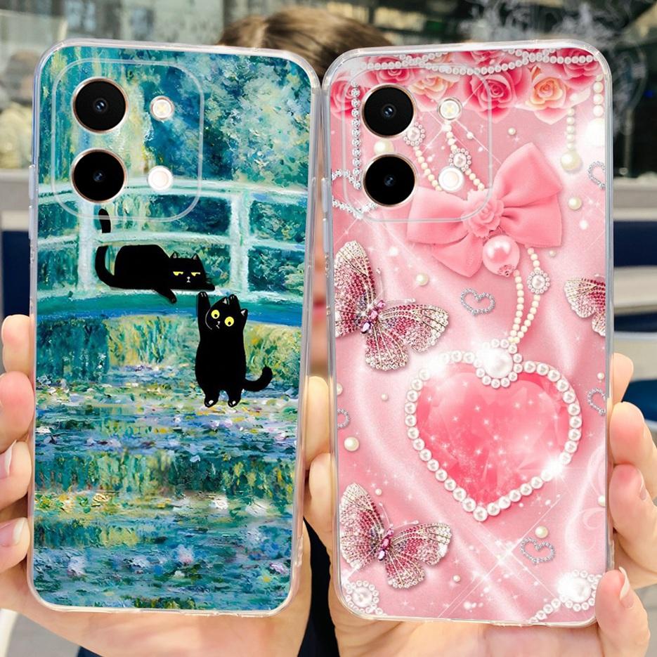Для Vivo Y28 4G Чехол V2352 Милый Кот Панда Расписная Крышка Мягкий Силиконовый Чехол для Телефона Для Vivo Y28 Y 28 VivoY28 4G Funda 6.68'' Coque