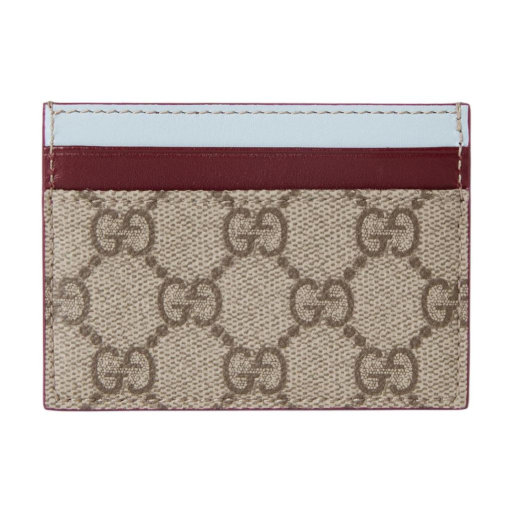 Gucci GG Logo Pattern Multi-Card Holder Women Wallets Beige Dark-Brown 818769-FAEEO-8575