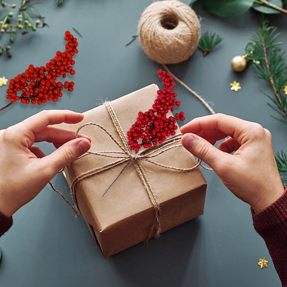 1/30 Branches Dense Berries Artificial Flowers Bouquet Red Holly Berry Stamen Plants Xmas Tree Christmas Party Home Decor