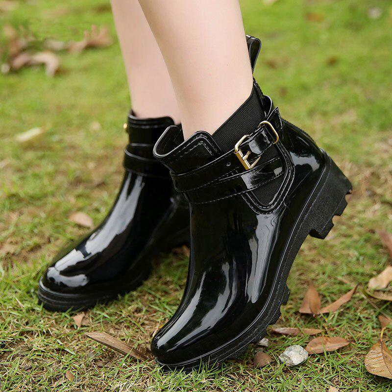 Women Fashion Rain Boots Pointed Toe Female Boots Rubber Shoes Ladies Rain Boots Casual Solid Boots