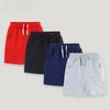 Summer 2025 Kids' European & American Style Solid Color Knitted Boys' Sports Shorts