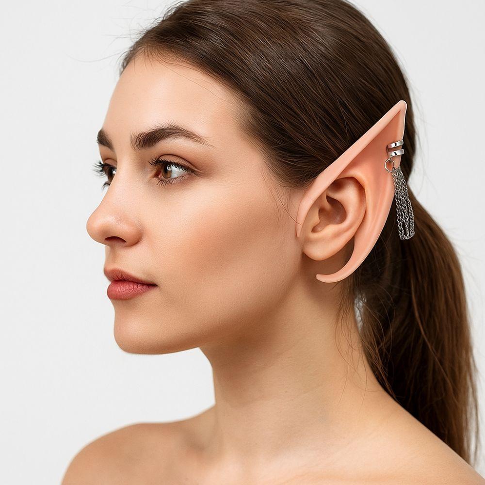 1pair Cross False Ears with Earring Ear Cuff Jewelry Cute Elf Ears Cosplay Accessories