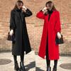 Women Winter Coat Formal Business Style Turn-down Collar Double Buttons Calf Length Overcoat OL Commuting Jacket Solid Color Thick Outerwear
