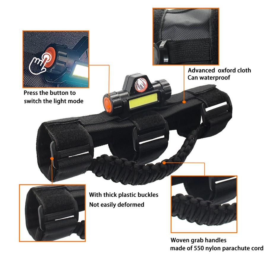 1x Ручки на дугу безопасности с плафоном для Jeep Wrangler YJ TJ JK JL 1945-2021