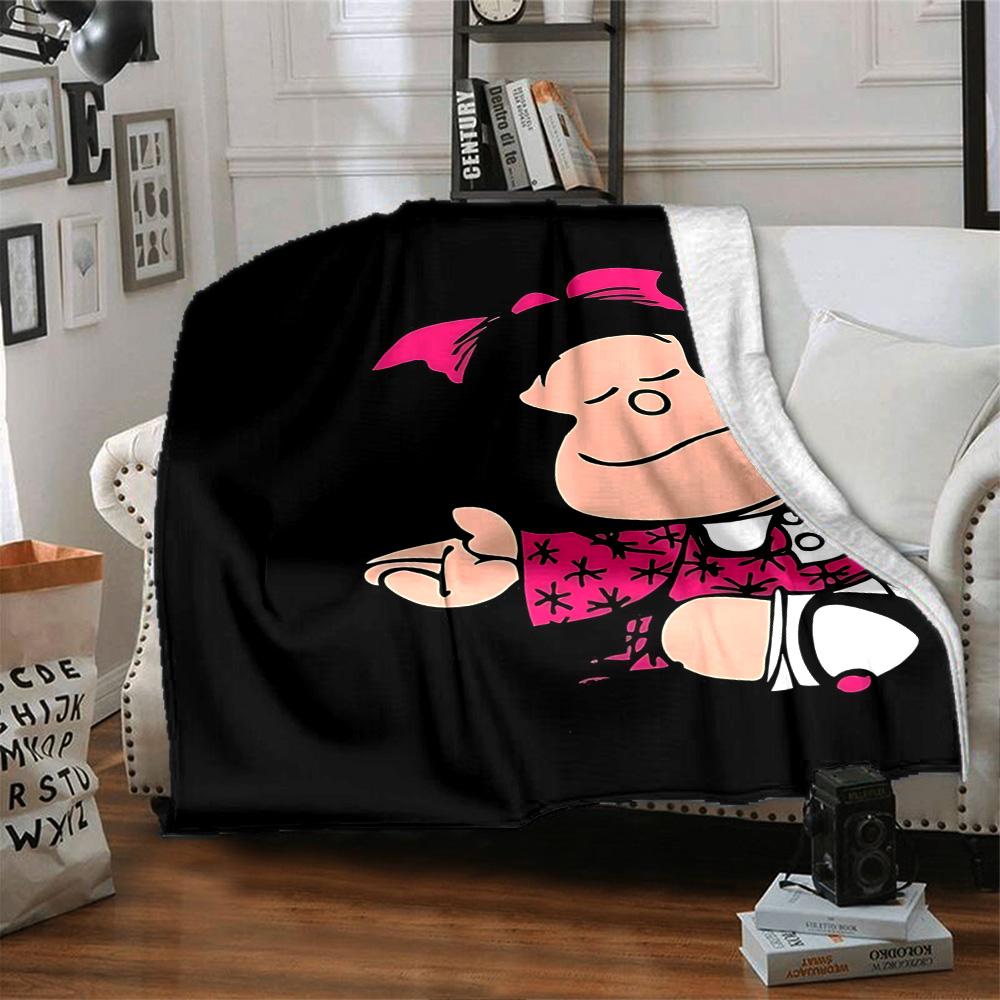 1pc Mafaldas Joyful Adventure flannel Blanket for Super Soft Cute Comfort Blanket for Travel Bedding Couch Sofa Blanket Y73013