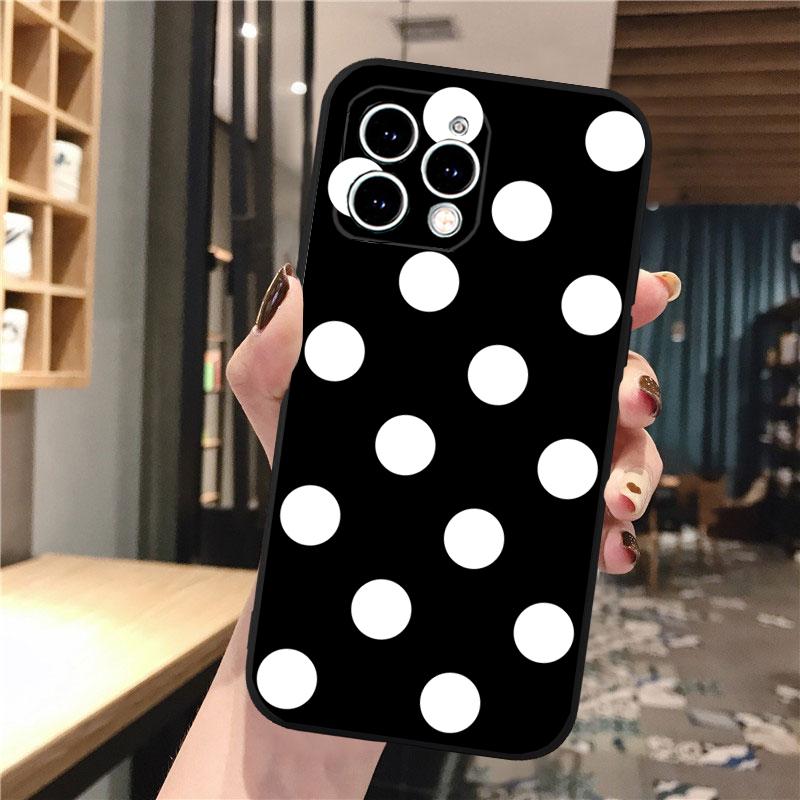 Черно-белый чехол для телефона с леопардовым принтом в горошек для iPhone Samsung Galaxy Redmi Xiaomi Oppo OnePlus Note SA 7 8 9 10 11 12 13 14 20 21 22 23 53 54 Pro Ultra