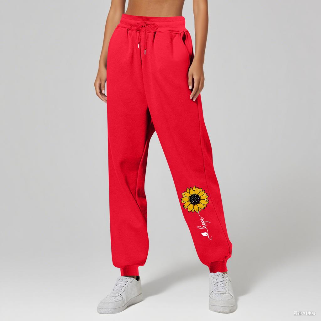 Ladies' Printed Unisex Casual Pocket Drawstring Pants