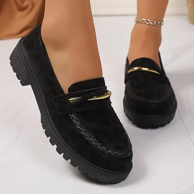 Модные женские туфли на толстой подошве и низком каблуке в британском стиле, новинка весны и осени 2025 года, лоферы с круглым носком, декорированные леопардовым принтом.