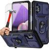 Protective Case - PROSHOP - for Samsung A32 5G - Rigid - Navy Blue - Ring Stand - 2 Tempered Glasses