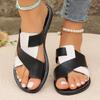 Women's Contrast Color Slide Sandals Casual Loop Toe Flat Summer Shoes Lightweight Slide Sandals