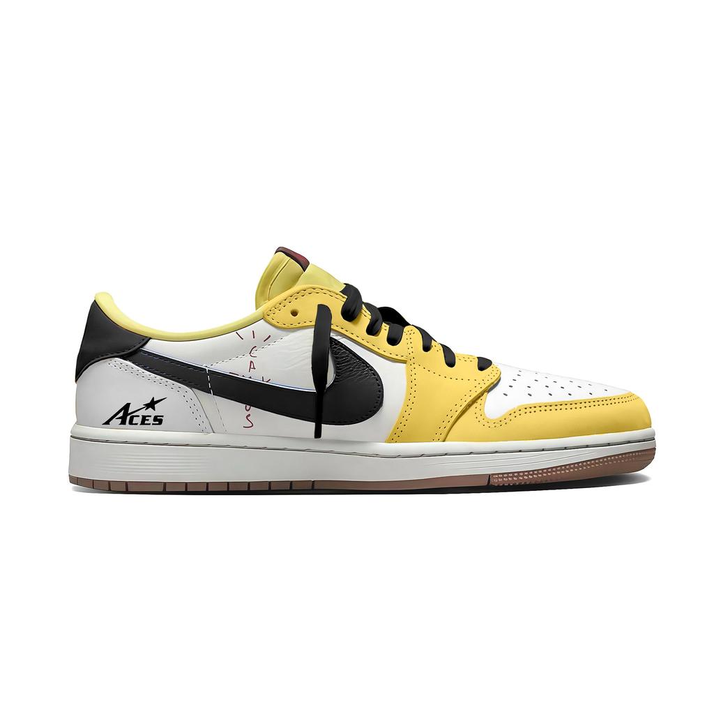 Travis Scott x Jordan Air Jordan 1 Travis Scott X AJ1 Low Speed Racing Track Низкие винтажные баскетбольные кроссовки Унисекс DZ4137-700(Команда1282-)