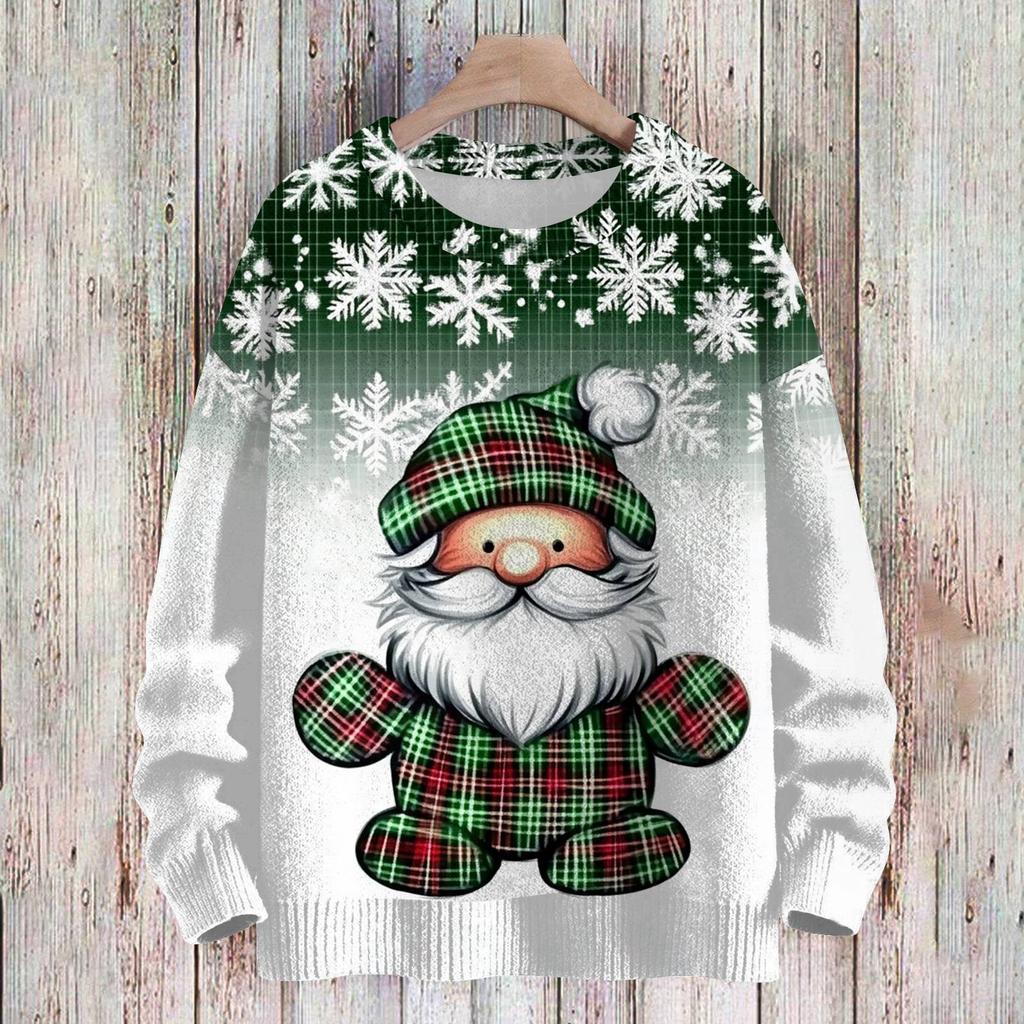 Рождественские толстовки для детей, вязаные свитера для мальчиков и девочек, симпатичные рубашки, осенние свитера с круглым вырезом, топы