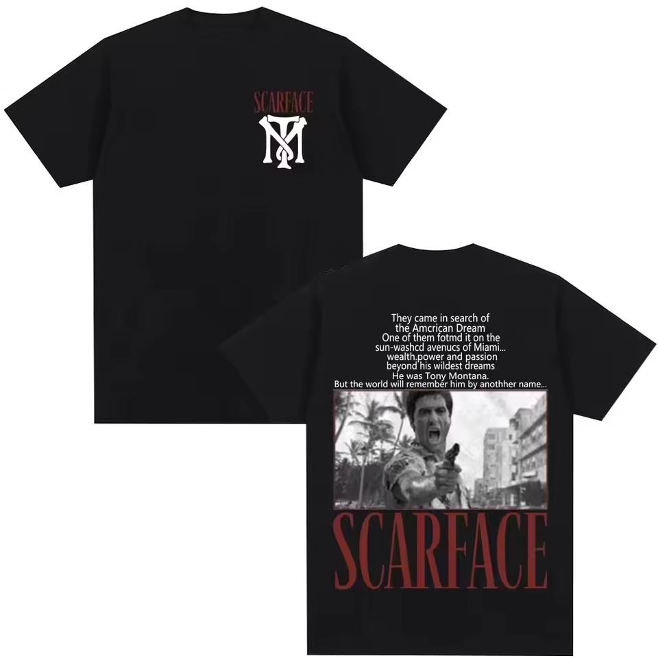 Unisex 2026 Classic Movie Scarface Tony Montana Al Pacino Vintage Gothic Loose Street Style Short Sleeve Women And Men T shirt