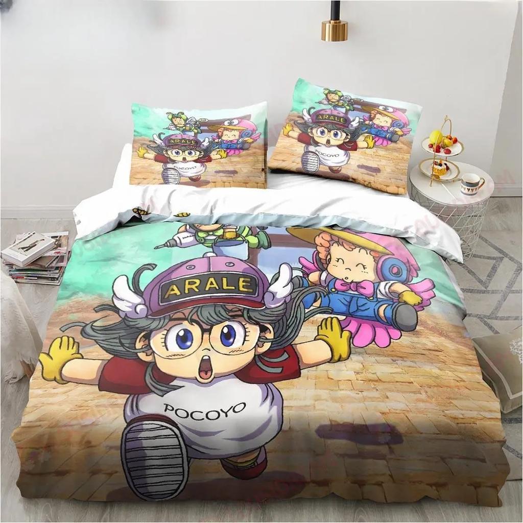 Новый милый мультяшный аниме комплект постельного белья DR Slump Arale King Twin Double Микрофибра Полиэстер Пододеяльник