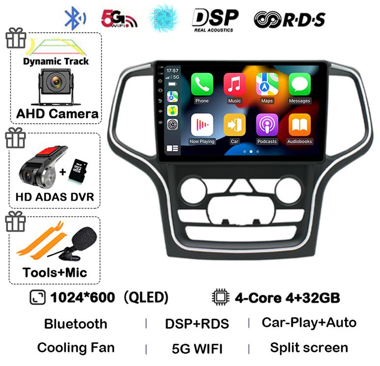 Android 14 беспроводной Carplay Auto 4G+WIFI для Jeep Grand Cherokee WK2 2014-2017 навигация GPS автомобильный радиоприемник мультимедиа видеоплеер