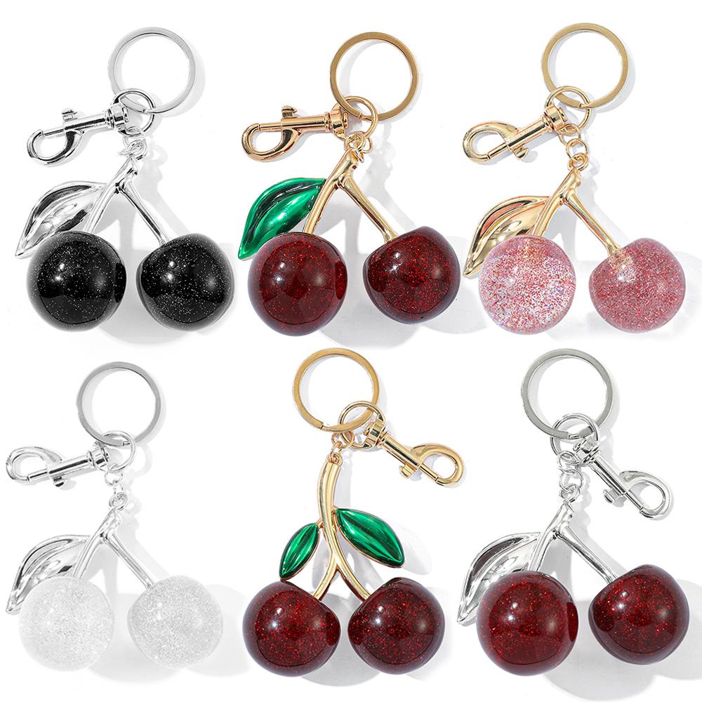 Fruit Cherry Bag Chain Charm Keychain Exquisite Red Cherry Key Chain for Women Bag Purse Pendant Accessories Gift