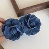 Korean Style Flower Banana Clips Denim Blue Floral Twisted Hair Clip Women Vertical Clip  Girls