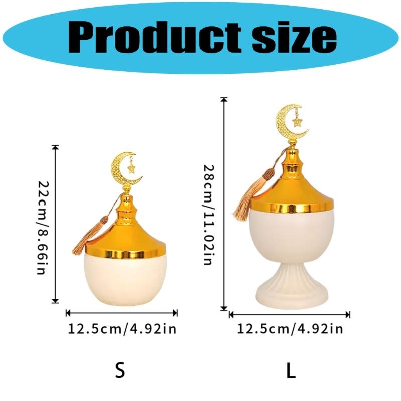 Decorative Ramadans Metal Candy Dish with Lid Islamic Party Tray For Seasonal Displays And Everyday Storage Purposes