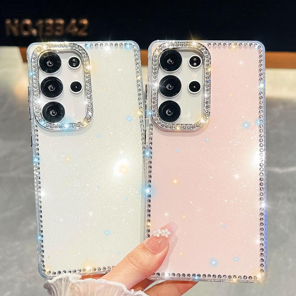 Flash Diamond IMD Technology Suitable for Three S25ultra Mobile Phone Case S24FE Transparent Star A56 New Soft Shell