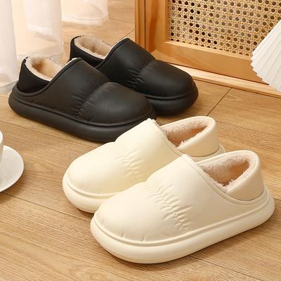 Зимние женские тапочки из хлопка на каблуке из бархата для дома, теплые, на толстой подошве, водонепроницаемые, мужские, для улицы, хлопковая обувь