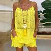 Комплект из топа-карандаша с оборками без рукавов и хлопковых шорт с вышивкой, 2023