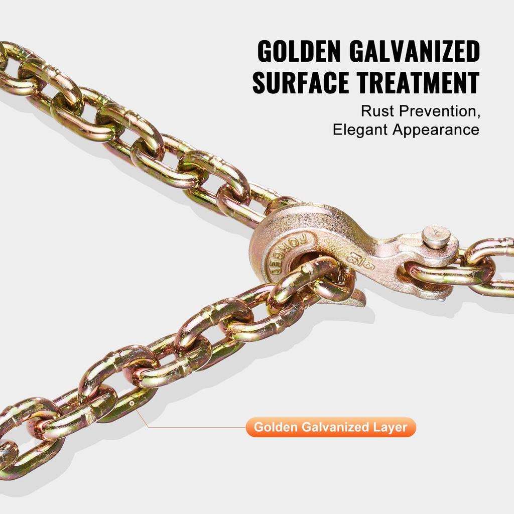 Binder Chain G80 Tie Down Tow Chain with Two Hooks 5/16" x 14.2' 4900 lbs