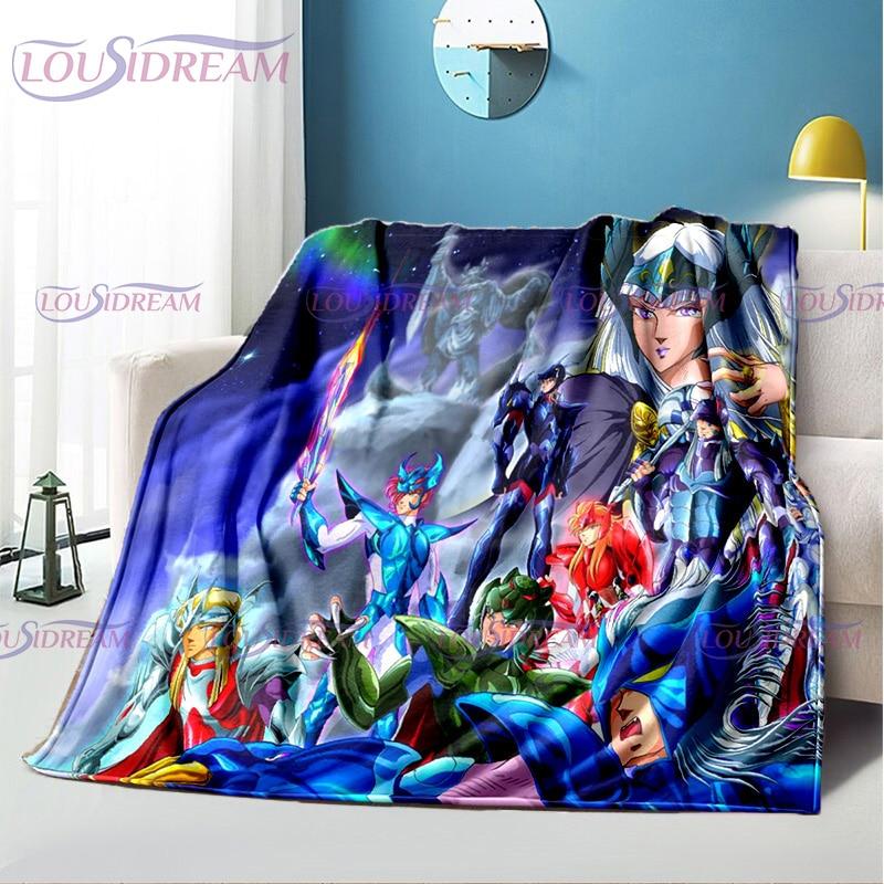Одеяло с принтом аниме Saint Seiya, Мультяшное одеяло, мягкое и легкое фланелевое одеяло для дивана, детское постельное белье для гостиной