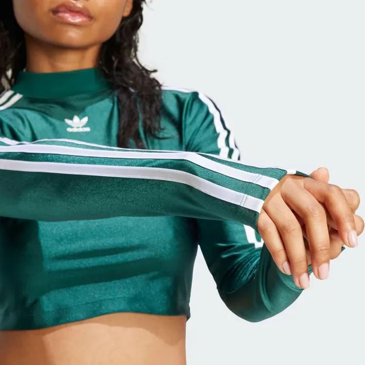 adidas originals Adicolor 3-Stripes Cropped Long Sleeve Tee Green (Unisex) T-Shirts IR8136