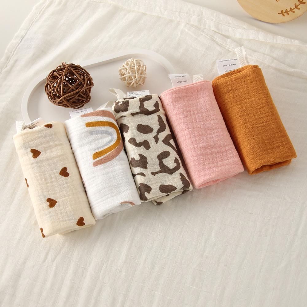 3/5Pcs Soft Baby Cotton Washcloth 6-Layer Pure Cotton Square Towels Newborn Burp Cloth