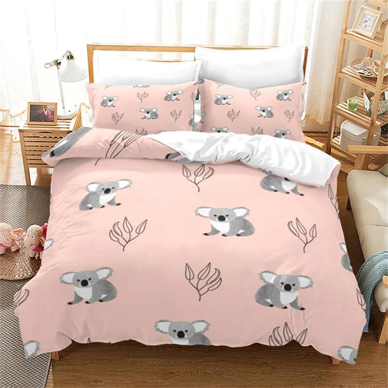Cartoon Koala Duvet Cover Microfiber Cute Animal Print Queen King Size for Boys Girls Kids Room Decor
