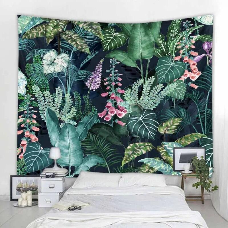 Настенный гобелен с тропическими джунглями и животными, украшение для дома, гобелен, пляжное полотенце, коврик для йоги, гобелен