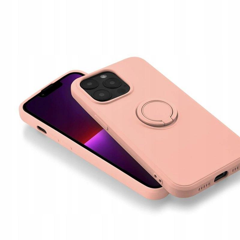 Case for IPHONE 13 PRO Silicone Magnetic Ring PINK Back + Glass